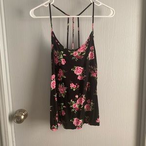 Floral Black Crop Top
